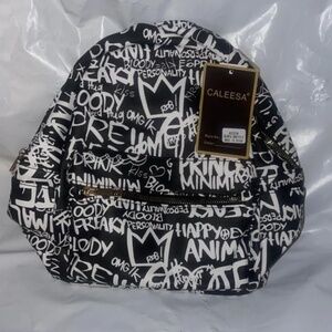 Calessa Black and White Graffiti Style Backpack NWT